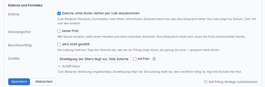 Externe und Formales an einer Art