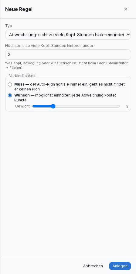 Neue Regel: Abwechslung als Wunsch mit Gewicht 3