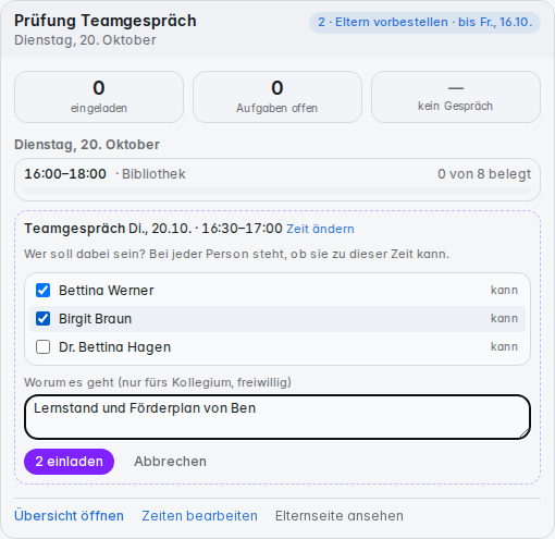 Teamgespräch: Kolleginnen und Kollegen wählen